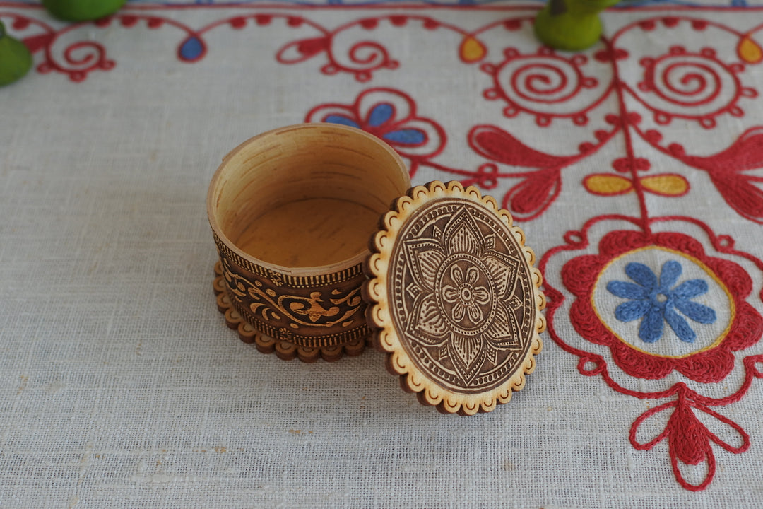 白樺細工ベレスタ　小箱　アムールの蓮