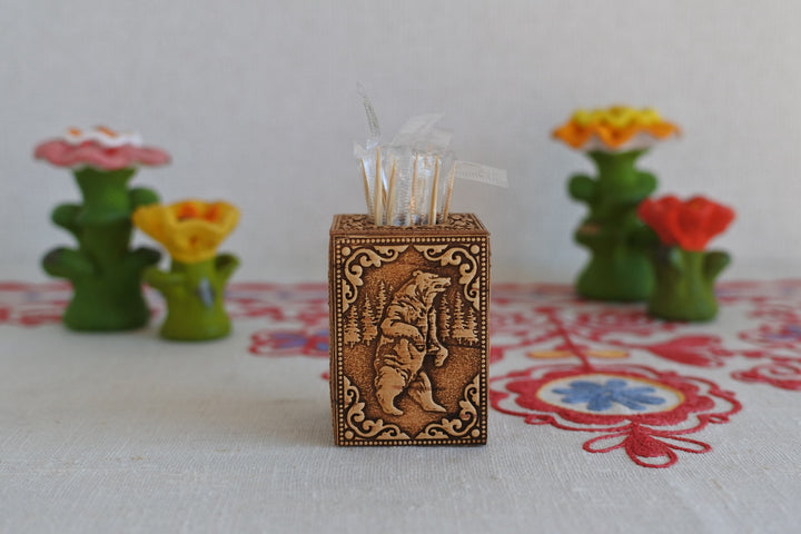 白樺細工ベレスタ　楊枝立て　ヒグマ