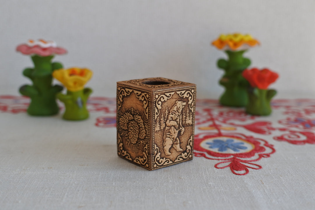 白樺細工ベレスタ　楊枝立て　ヒグマ