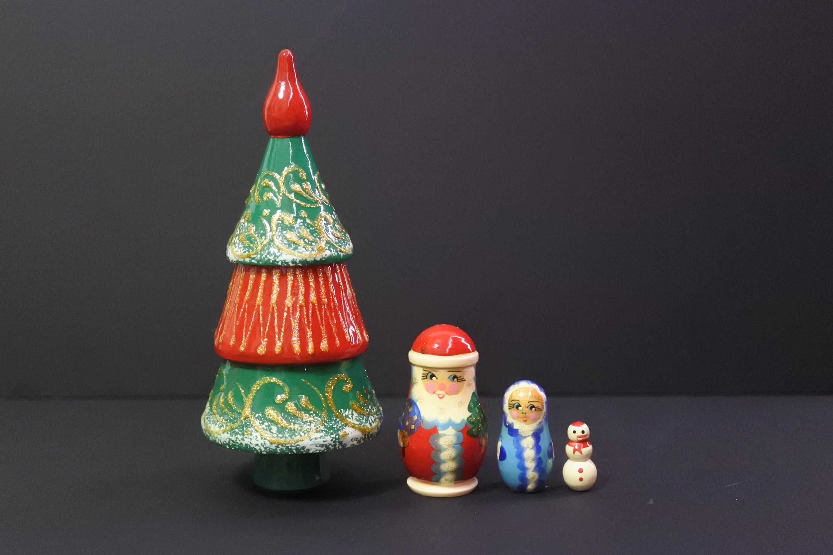 ロシア雑貨☆イコンマトリョーシカ クリスマス(5P)コブロフ工房 クリスマスマトリョーシカ ロシアのクリスマス 冬の使者 ロシア雑貨い