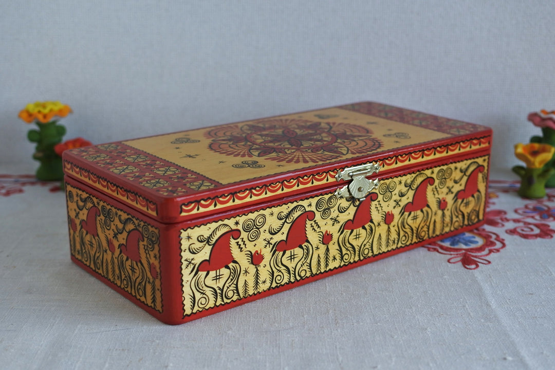 アルハンゲリスクの木箱　メゼン塗　　メゼンの馬