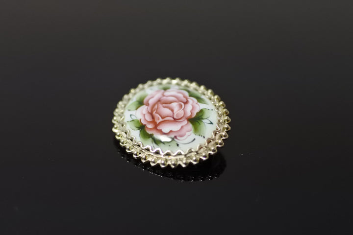 エナメル細工フィニフティ　ブローチ　ローズ