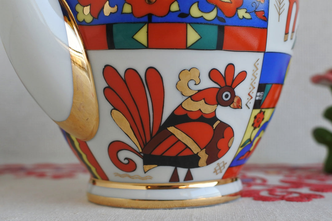 ロモノーソフ陶磁器　ロシアンフォークロア　ティーポット　800ml