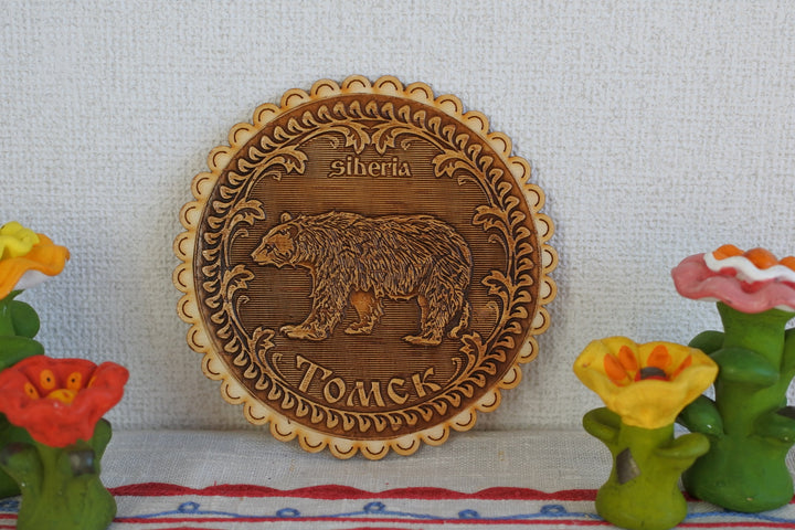 白樺細工ベレスタ　コースター   ヒグマ