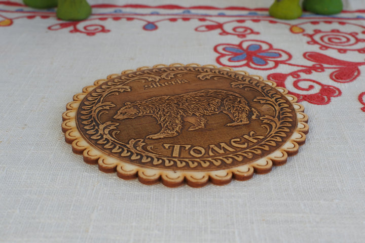 白樺細工ベレスタ　コースター   ヒグマ