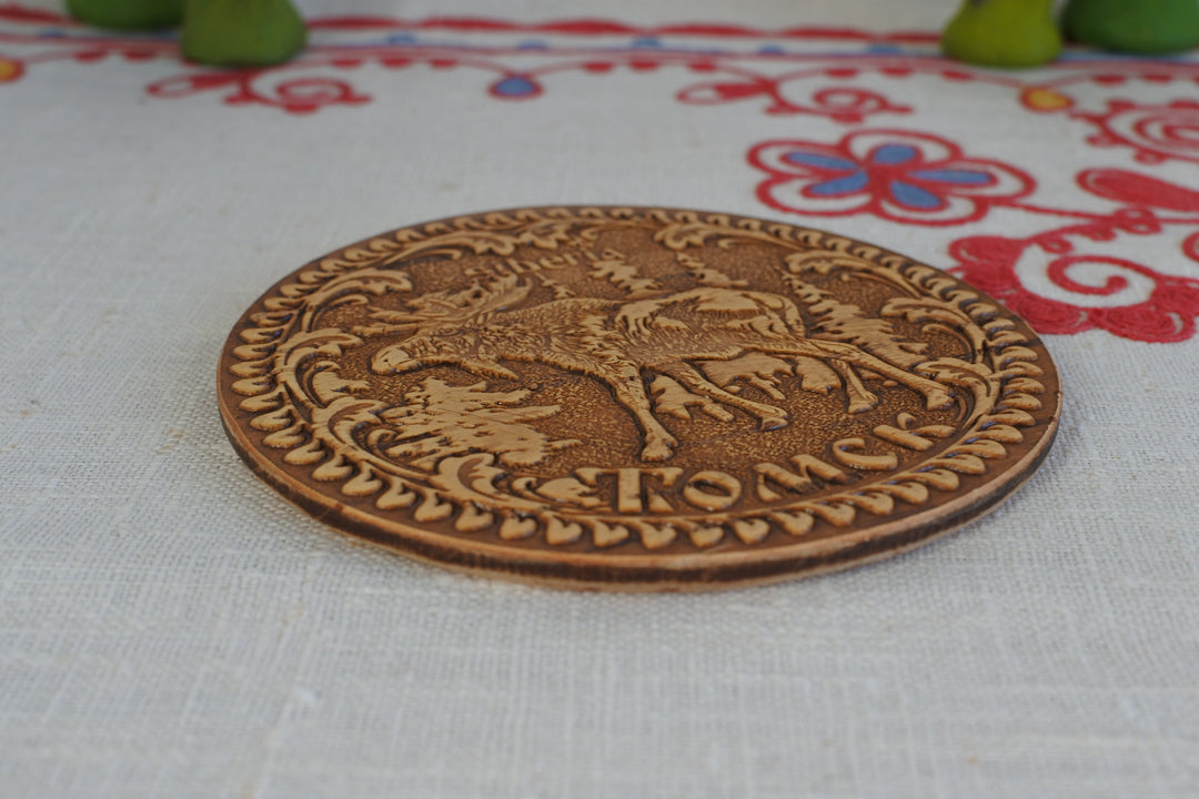 白樺細工ベレスタ　コースター 　ヘラジカ