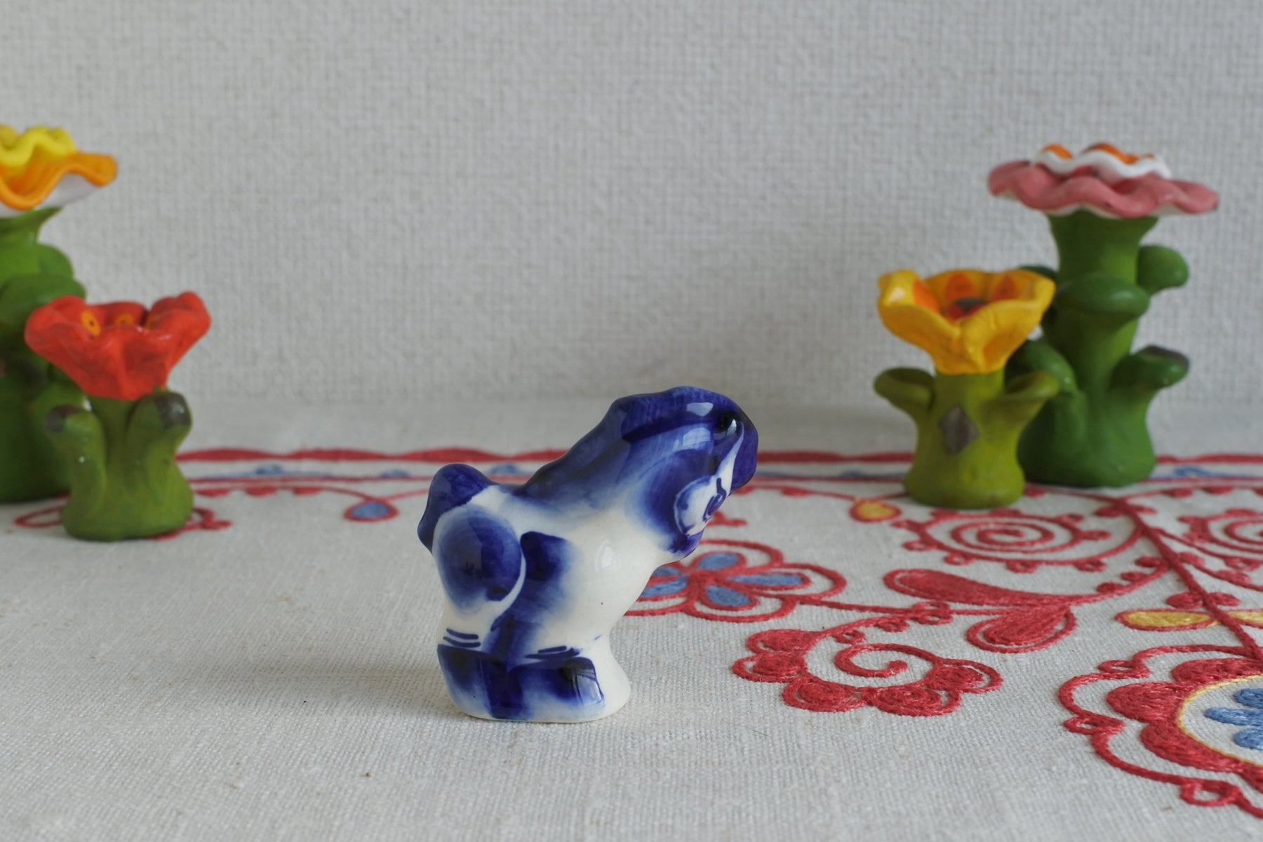 2026年干支午 ロシア製陶器 シベリアの青い馬 縁起物 ロシア雑貨いりえ