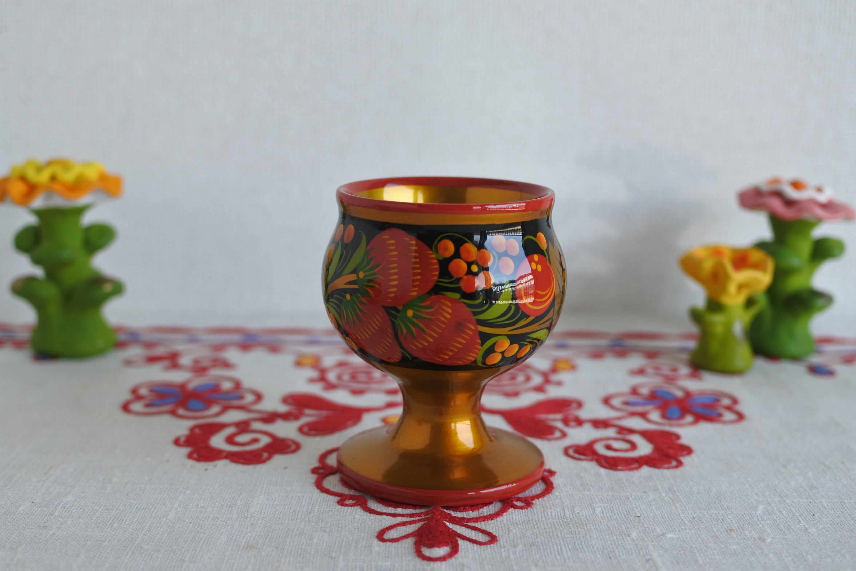 ロシア民芸品 ホフロマ塗 器 木製 食器 ロシア雑貨いりえの
