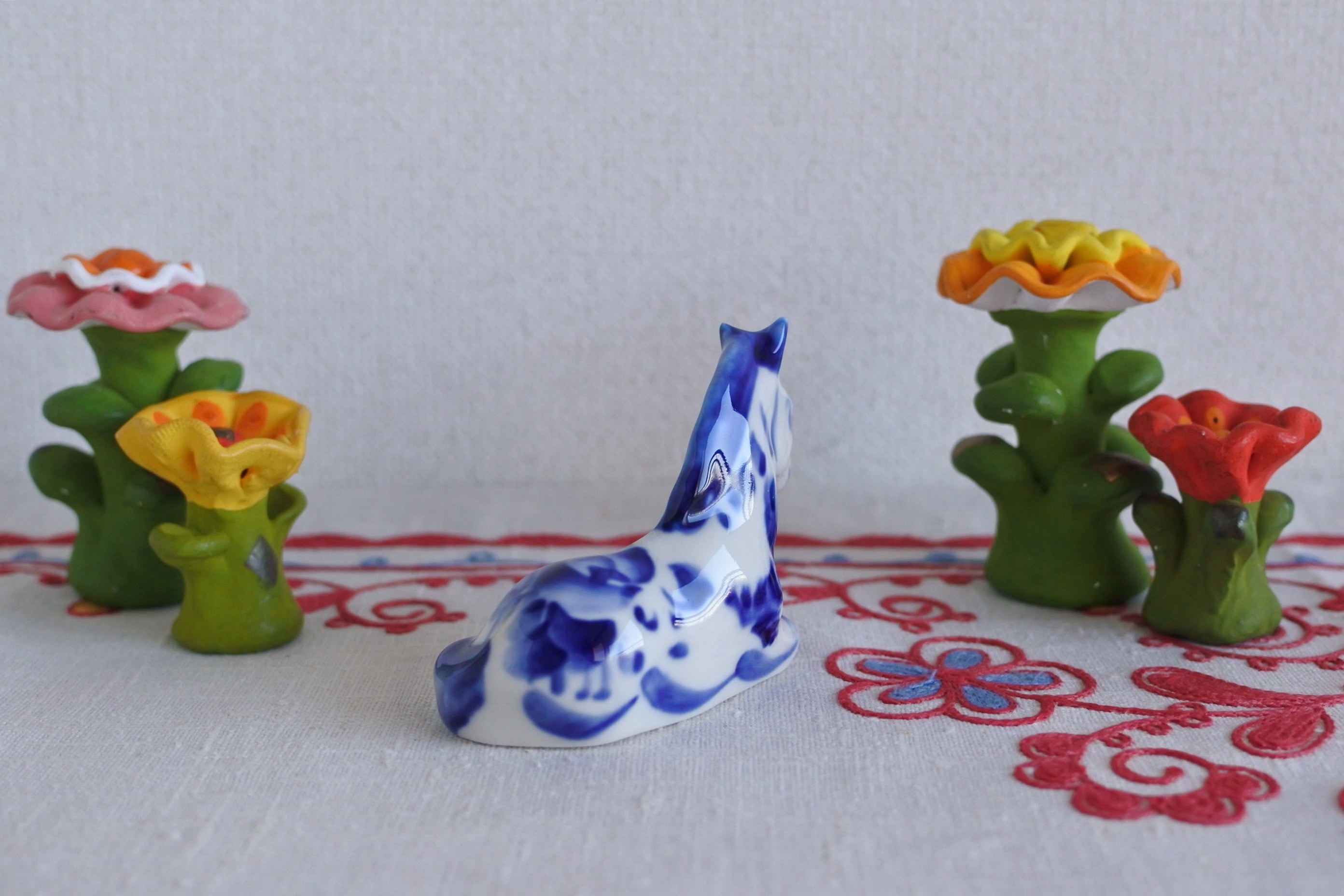 グジェリ陶器 ロシア製陶器 ロシア製食器 フィギア 手描き ロシア雑貨