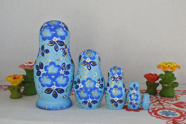 デニソワのマトリョーシカ　花の妖精　ブルース　5Ｐ
