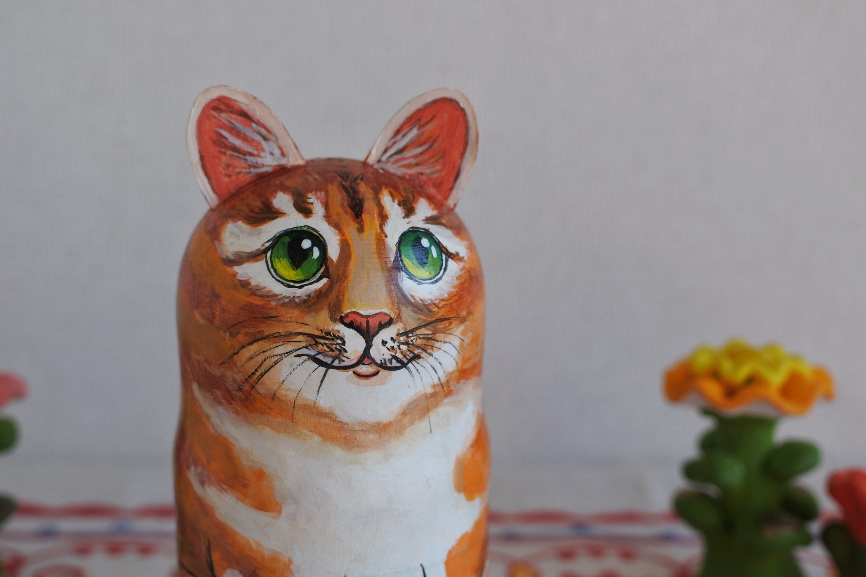 マトリョーシカ 春ネコ 3ピース 猫マトリョーシカ ネズミ ロシア雑貨い