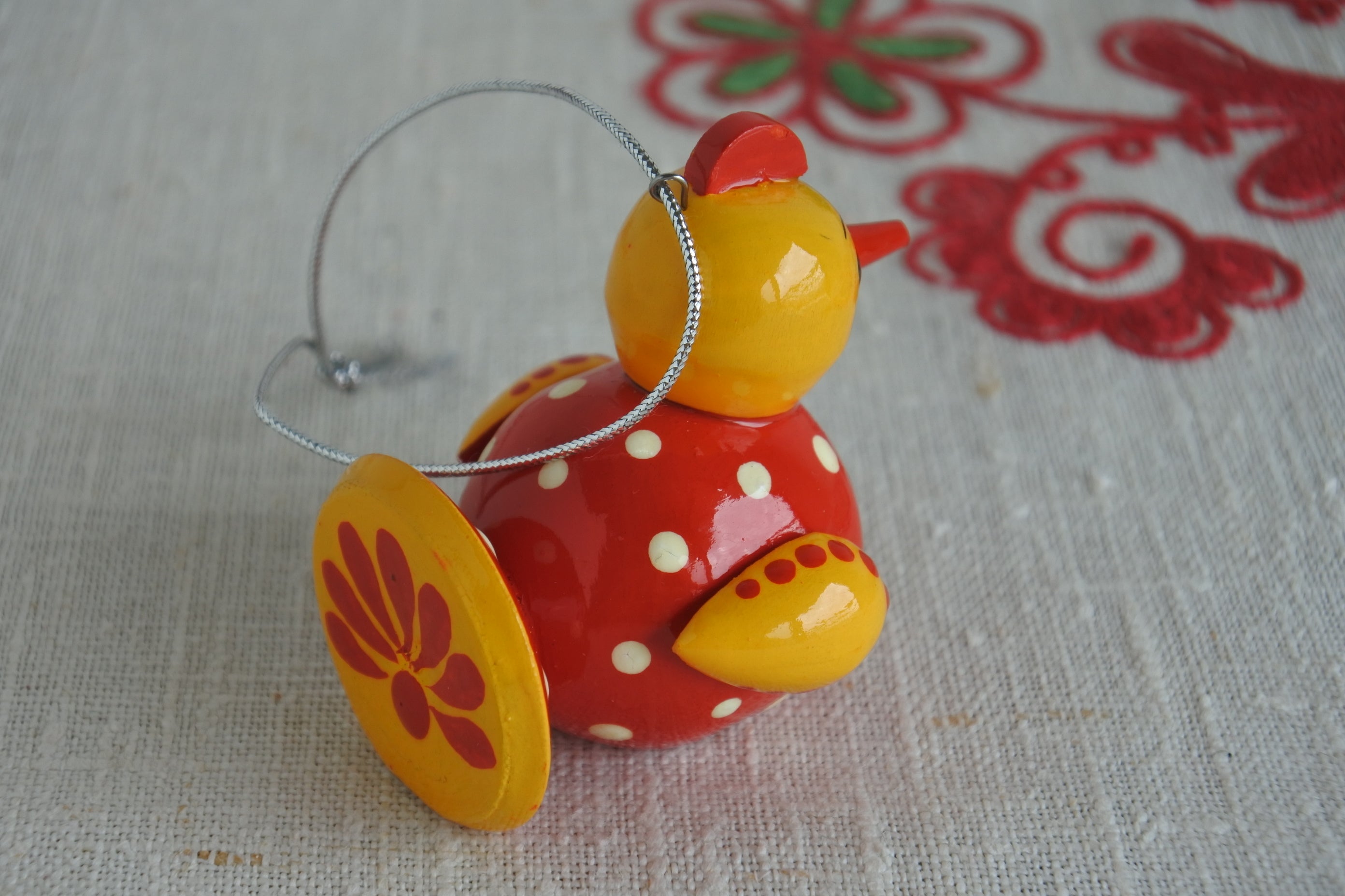 ロシア雑貨いりえのほとり 神戸 ロシア民芸品 木の人形 鳥 水玉