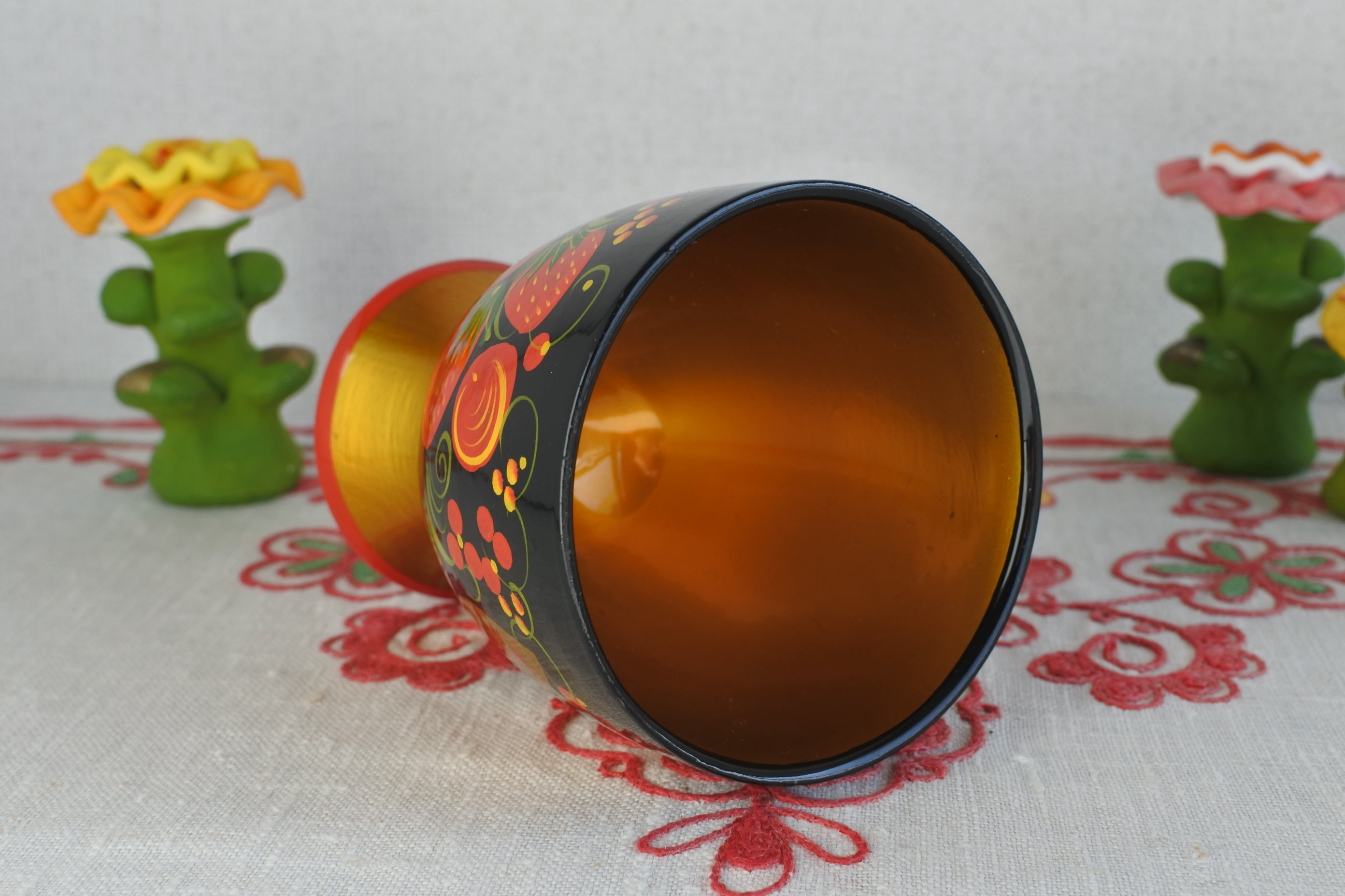 ロシア製 ホフロマ 木製 漆器 ワイングラス セット ロシア製 ホフロマ