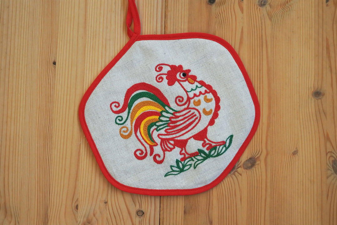 アルハンゲリスクの刺繍　鍋敷き　おんどり
