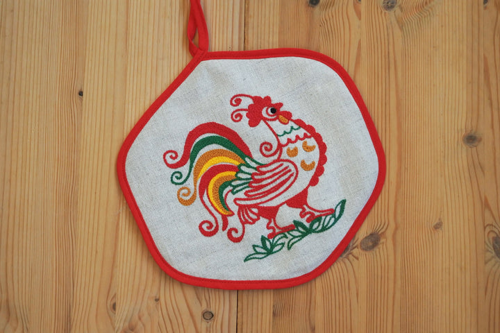 アルハンゲリスクの刺繍　鍋敷き　おんどり